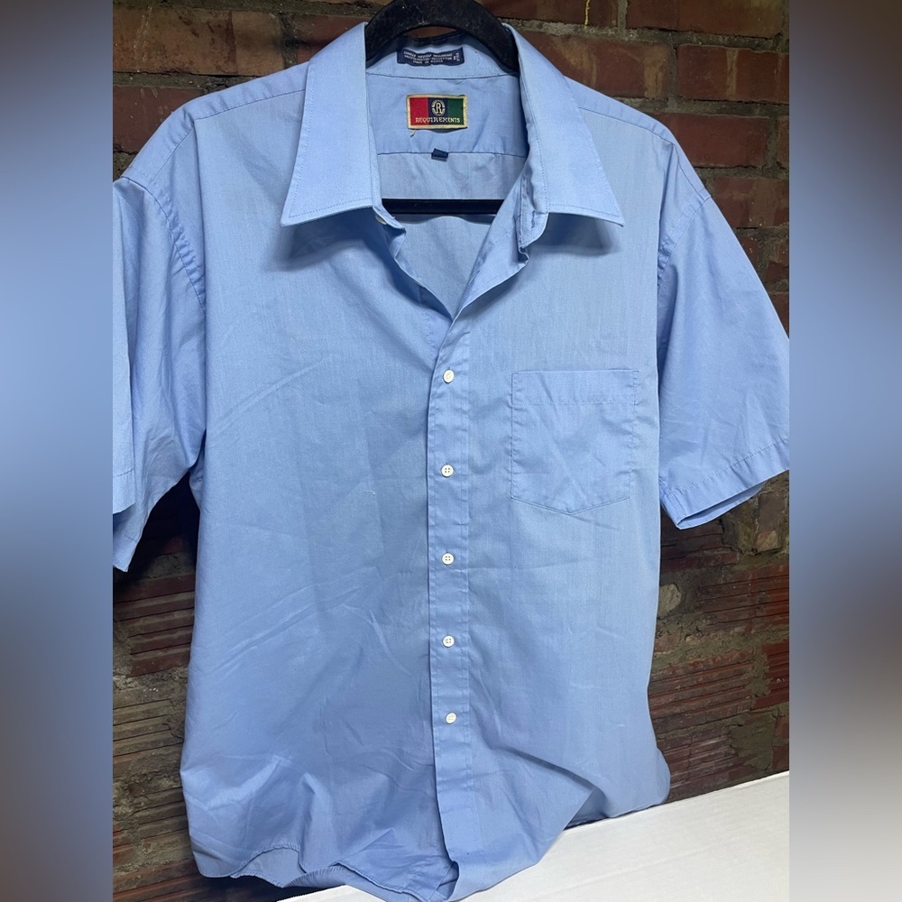 Requirements short sleeve men Sky Blue ‎ Button Down Shirt size 17 Classic fit